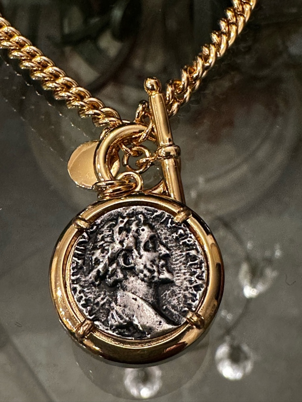 Mia Fiore Gold Chain Necklace Sterling Silver Plated Bronze Coin Pendant Italy - Picture 11 of 14